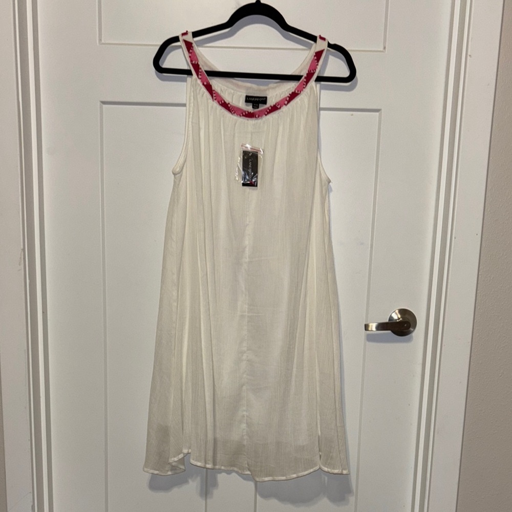 Elegant White Dress with Pink Accents LANE BRYANT